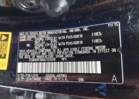 2016 Toyota Highlander Xle V6 из США, поврежденный, VIN 5TDKKRFH8GS123248